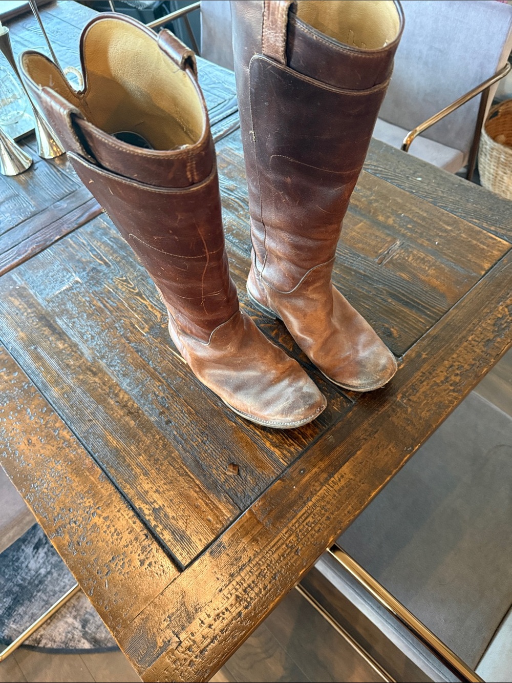 Frye Tall Leather Riding Boots - Brown